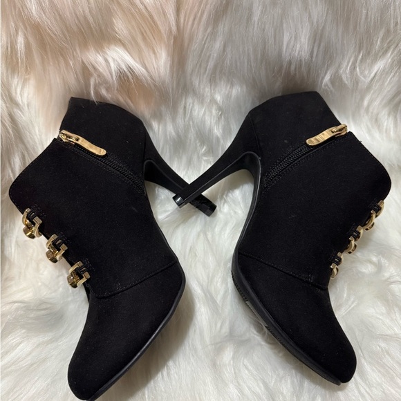 Limelight Black and Gold Ankle Booties with Decorative Clasps - Picture 6 of 11